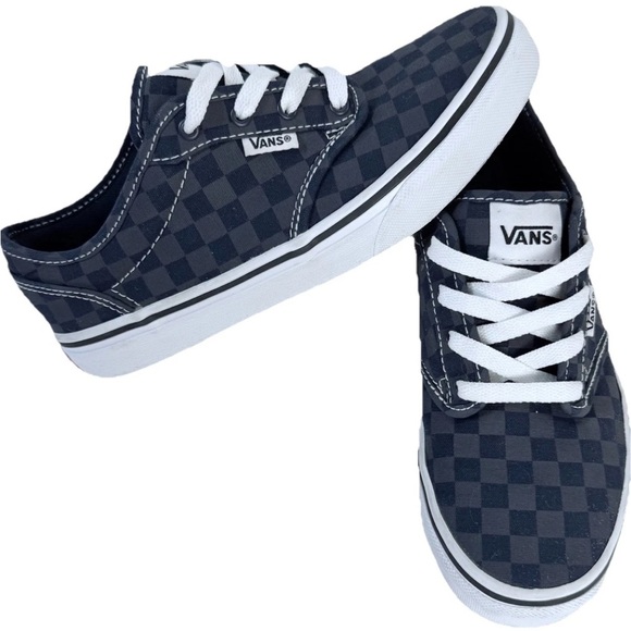 Vans Blue Gray Check Canvas Low Top Lace Up Youth Size 4 - Picture 3 of 11